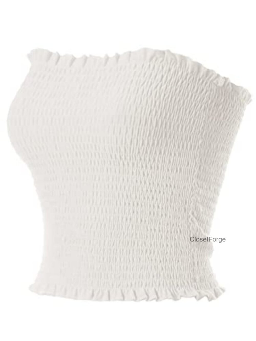 Smocked Strapless Tube Top Bandeau Crop Top Slim Fit Sleeveless